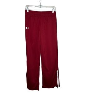 UNDER ARMOUR Burgandy Team Warm-Up Athletic Campus Gym Track PANTS Womens Large